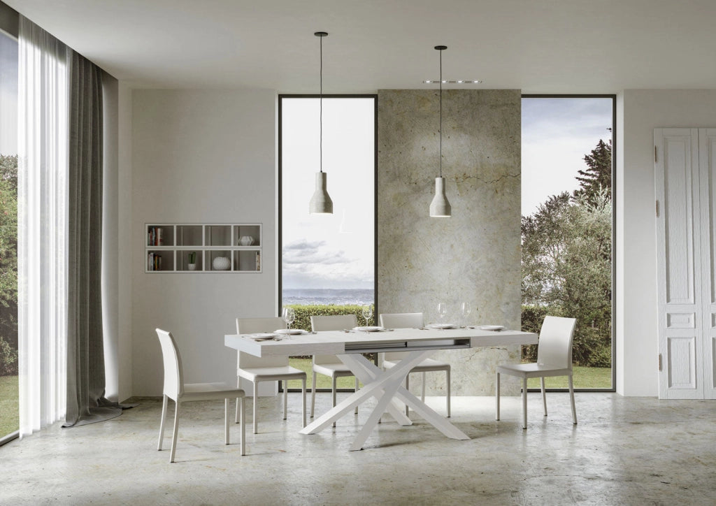 Tavolo Allungabile 140-244x90x77 cm Volantis Bianco Frassino Telaio Bianco