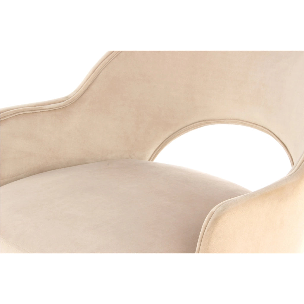 Set di 2 sedie Joris in velluto color champagne con braccioli