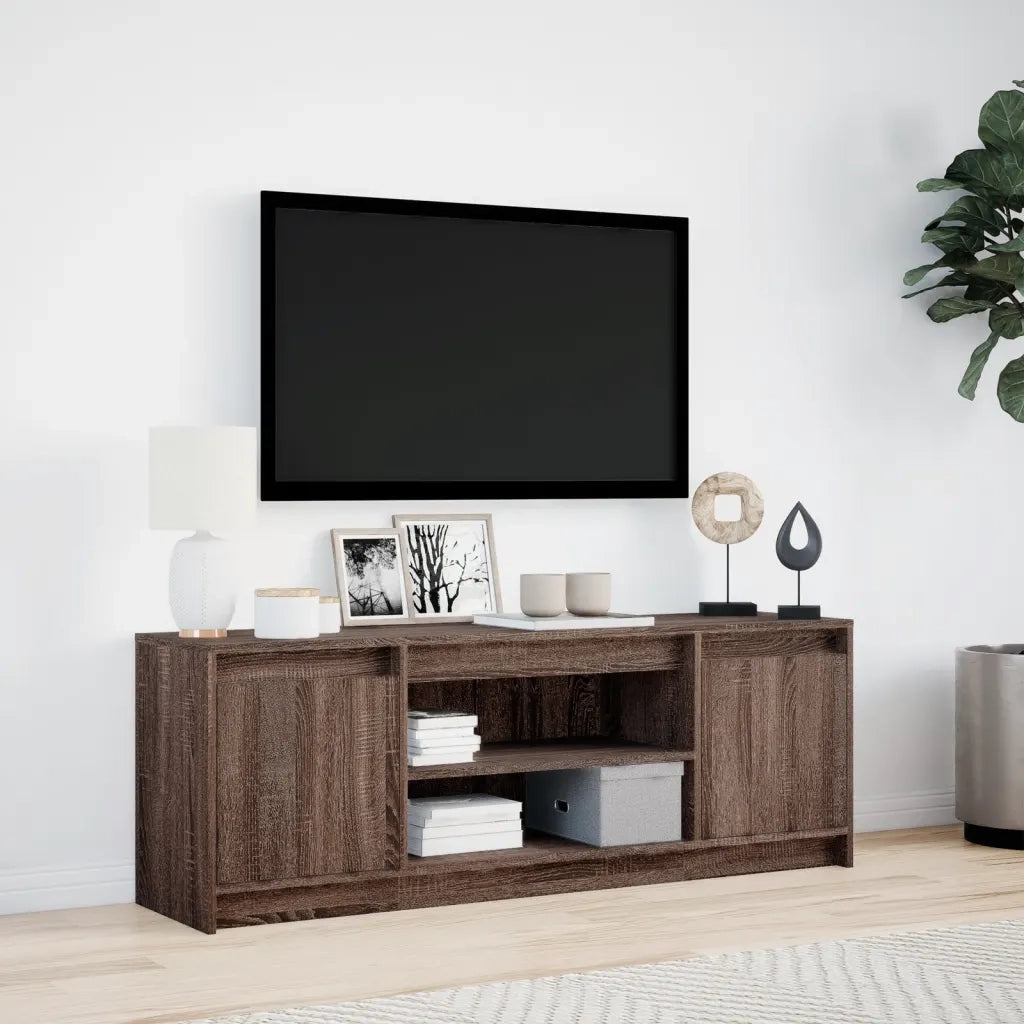 Mobile Porta TV con LED Rovere Marrone 139,5x34x50cm Truciolato