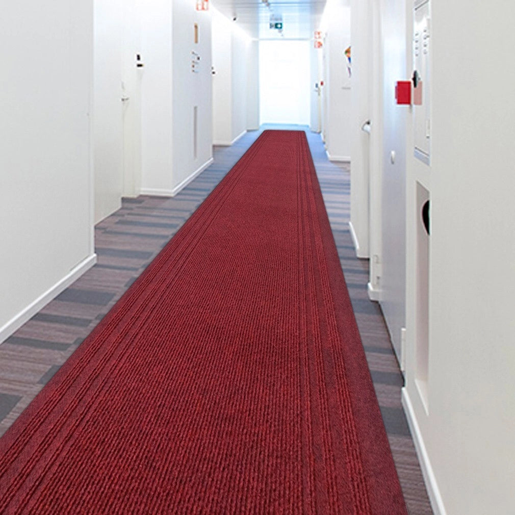 Tappeto Passatoia Antiscivolo 67x340 cm Interno Esterno Corridoio Scala Assorbente Bordeaux