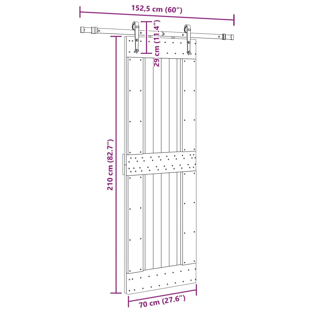 Porta scorrevole NARVIK Naturale e Nero 70 x 210 cm (152,5 cm)