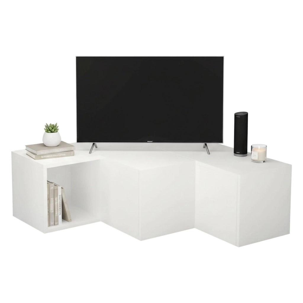 Mobile porta TV Fiorenza, Credenza da soggiorno, Armadio basso per TV, Base parete attrezzata, 90x92h32 cm, Bianco