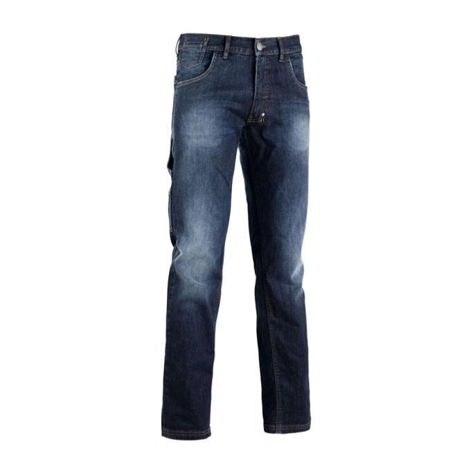 Diadora Utility PANT STONE Pantalone Jeans da Lavoro Denim Stretch Stone Wash 5 Tasche Portametro Passante Portamartello colore Blu