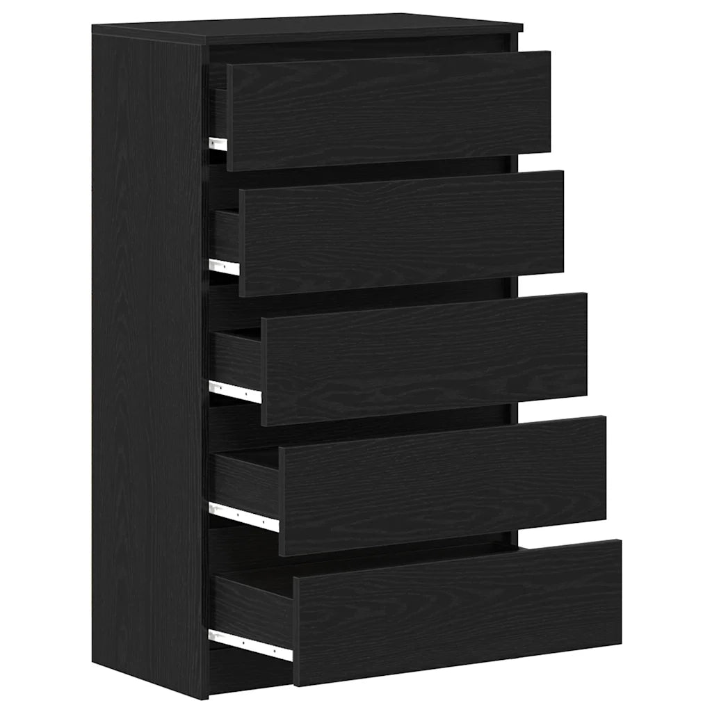 Cassettiera Rovere Nero 60x36x103 cm in Legno Multistrato 862008