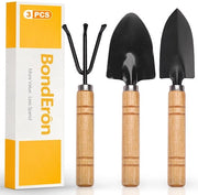 Set di 3 mini-attrezzi da giardinaggio, set di attrezzi da giardinaggio in acciaio inossidabile con 2 mini-scoop e 1 piccola zappa, per accessori di piante da appartamento, mini giardino, balcone e cura bonsai