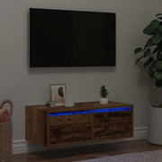 Mobile Porta TV con Luci LED Legno Antico 75x35,5x25 cm 860236