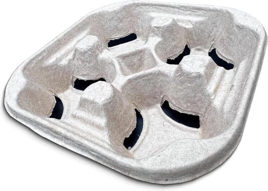 Composteerabili contenitori per bicchieri - 180 contenitori per bicchieri per imballaggio - aiuto di trasporto stabile - 4 bicchieri da caffè - 21 x 21 x 4 cm