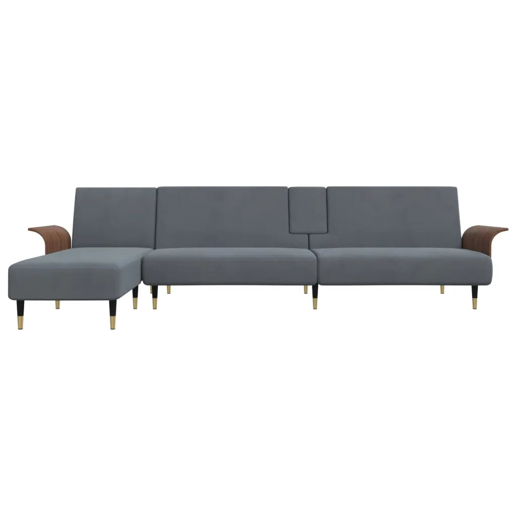Divano Letto a L Grigio Scuro 279x140x70 cm in Velluto 3157216