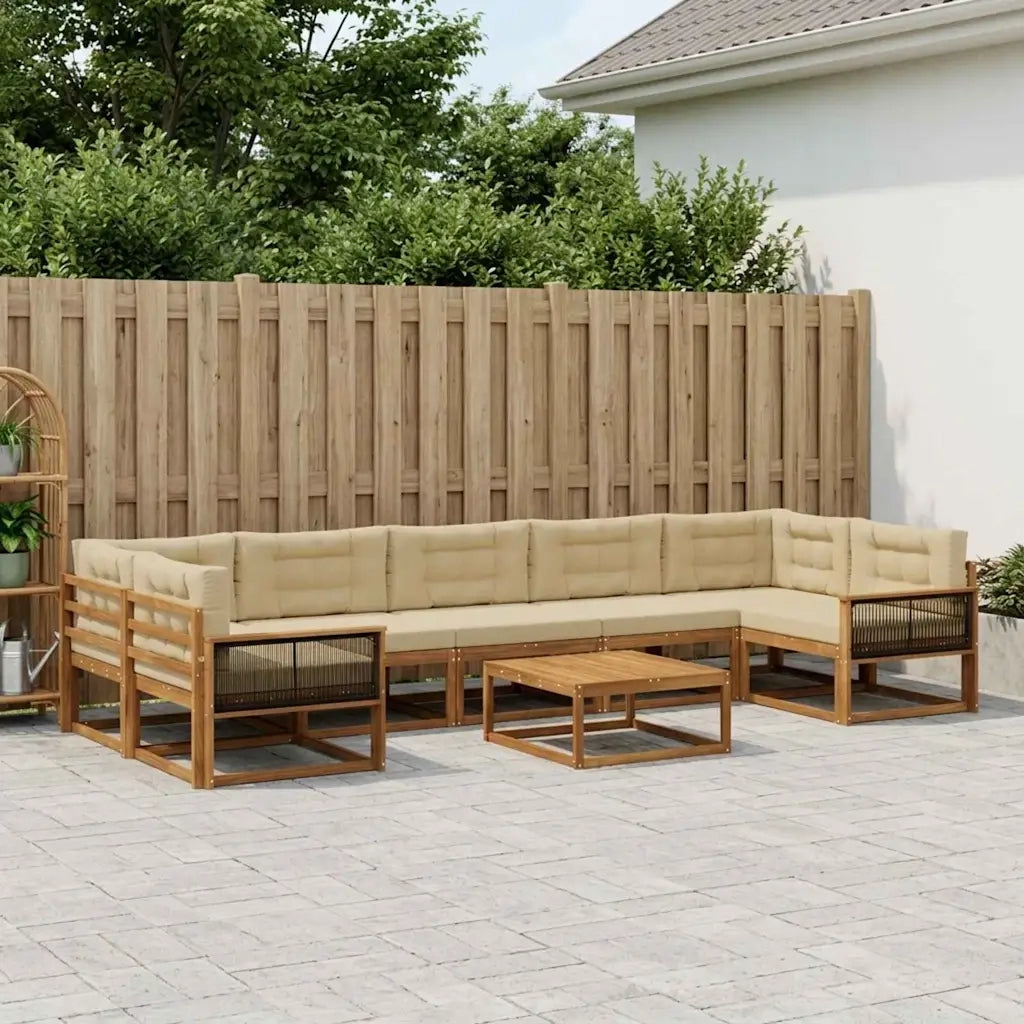 Set di divani da esterno 8 pcs Naturale e Beige