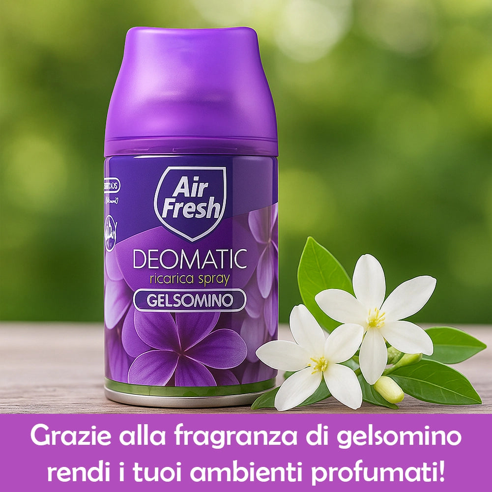 AIR FRESH Deomatic Set 6 x 250 ml Ricarica Spray Profumatore per Ambiente Gelsomino