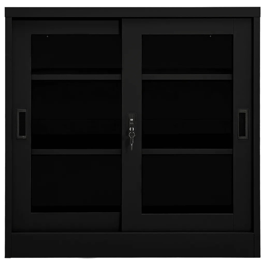 Armadio con Ante Scorrevoli Nero 90x40x90 cm in Acciaio 335956