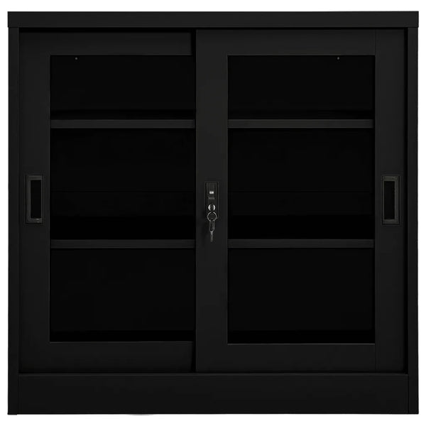 Armadio con Ante Scorrevoli Nero 90x40x90 cm in Acciaio 335956