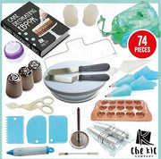Accessori per torte | 74 pezzi di attrezzatura e strumenti, inclusa la guida elettronica e il set di spennellatura russa | Pezzo di torta decorativo, foro per torte e sacchetto per spennellatura di glassa