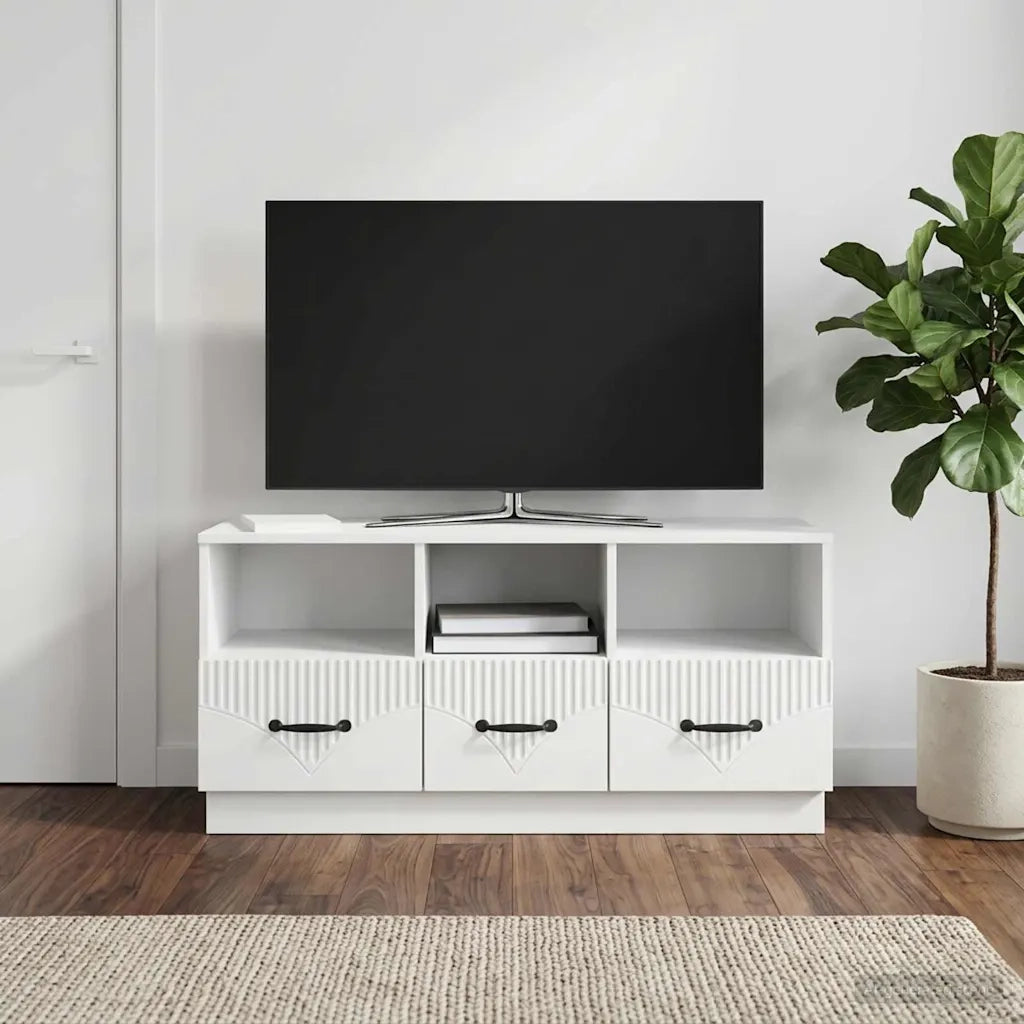 Mobile TV Bianco Lucido 102 x 34,5 x 47 cm Legno ingegnerizzato 895369
