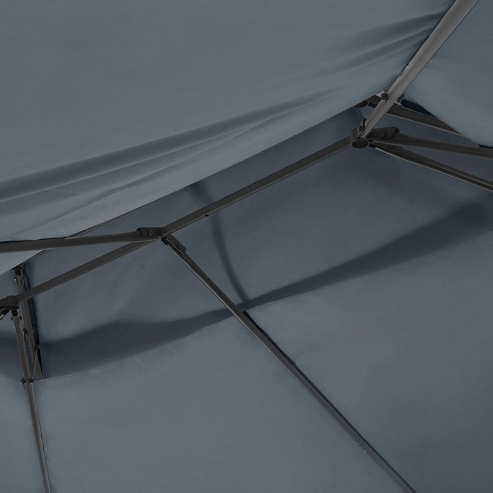 Gazebo Tessuto Grigio Scuro Telaio Acciaio Nero 300 x 400 cm Tende da Giardino