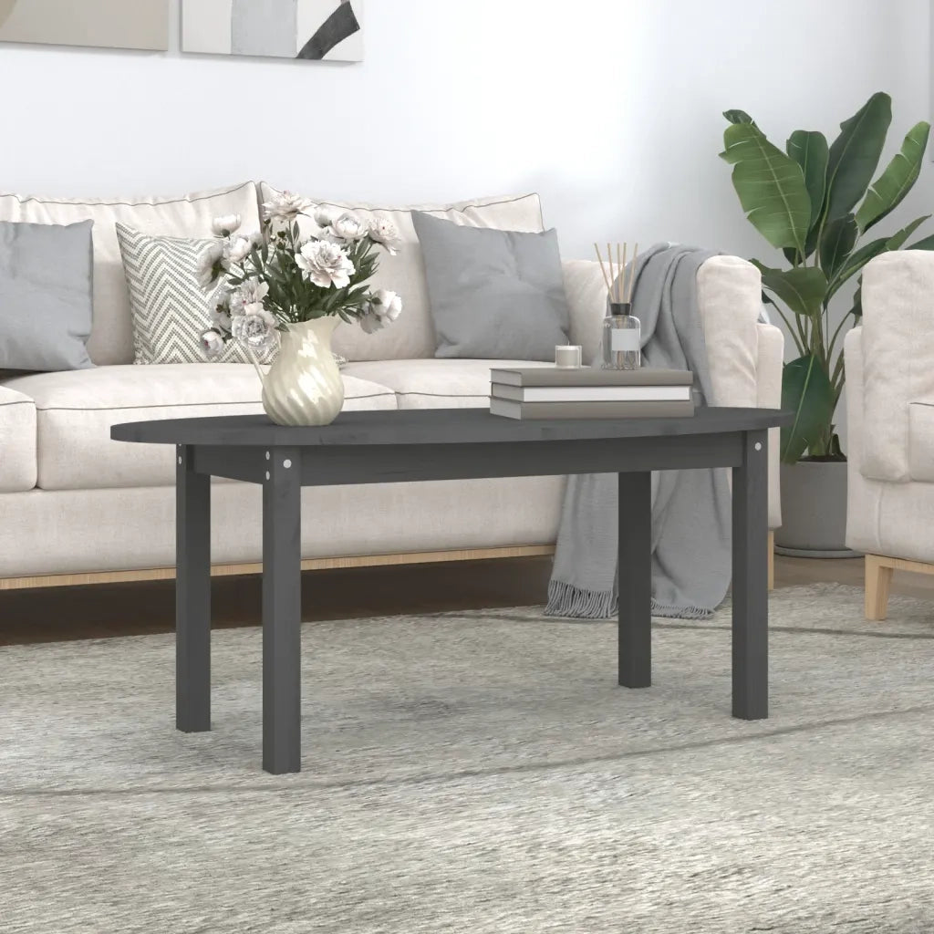 Tavolino da Salotto-Tavolino da soggiorno Grigio 110x55x45 cm Legno Massello di Pino 250244