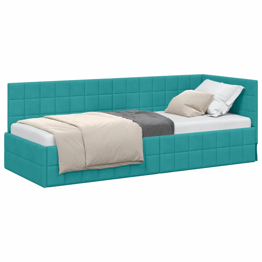 Cornice del letto ad angolo Turchese 80 cm x 200 cm Velluto 42016376