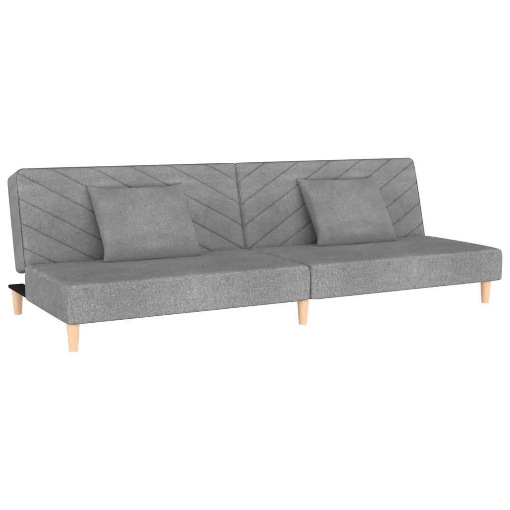 Divano Letto a 2 Posti con 2 Cuscini Grigio Chiaro in Tessuto 375887