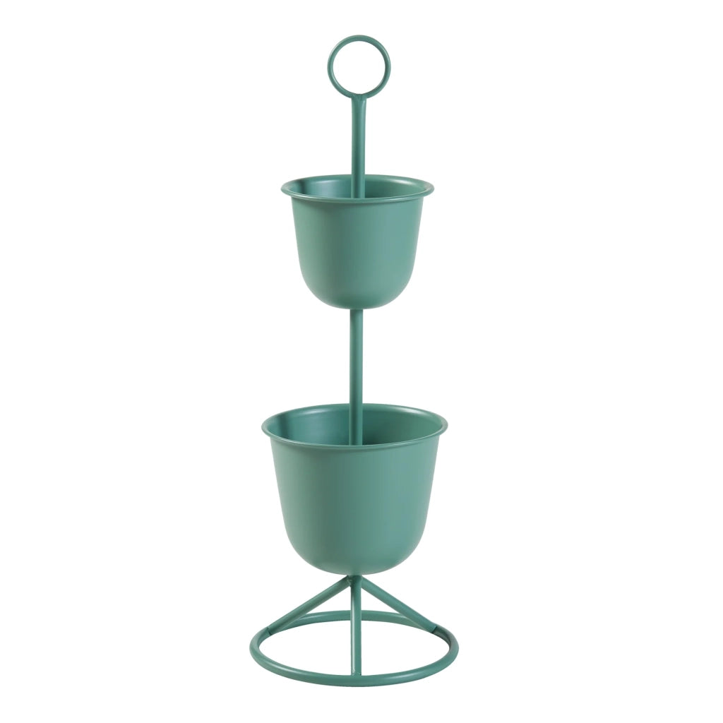 Supporto per piante da esterno 77 x 26 cm 2 vasi verdi 03_0010329