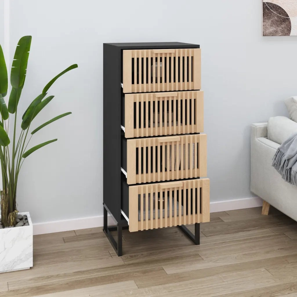 Credenza | Madia | Buffet da pranzo | Armadio da pranzo Nera 40x30x95 cm in Legno Multistrato