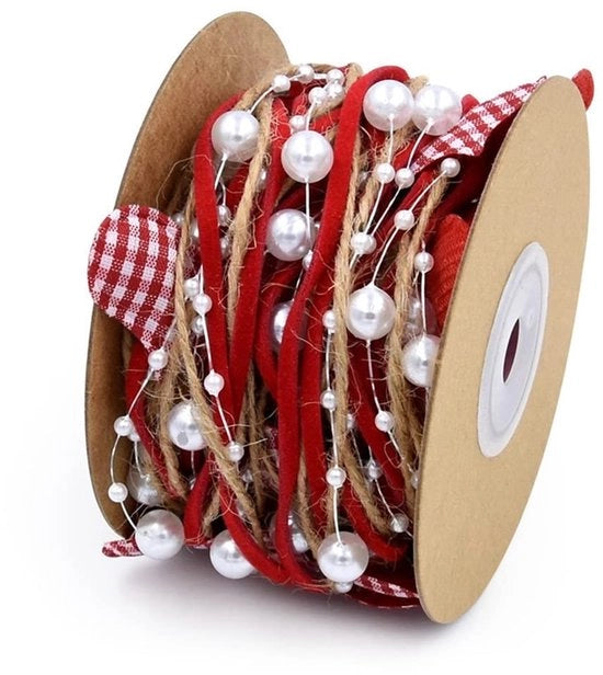Decorazione con Fili di Lint - 5 m - Rosso - Adatto per Matrimoni, Feste di Natale e Compleanni