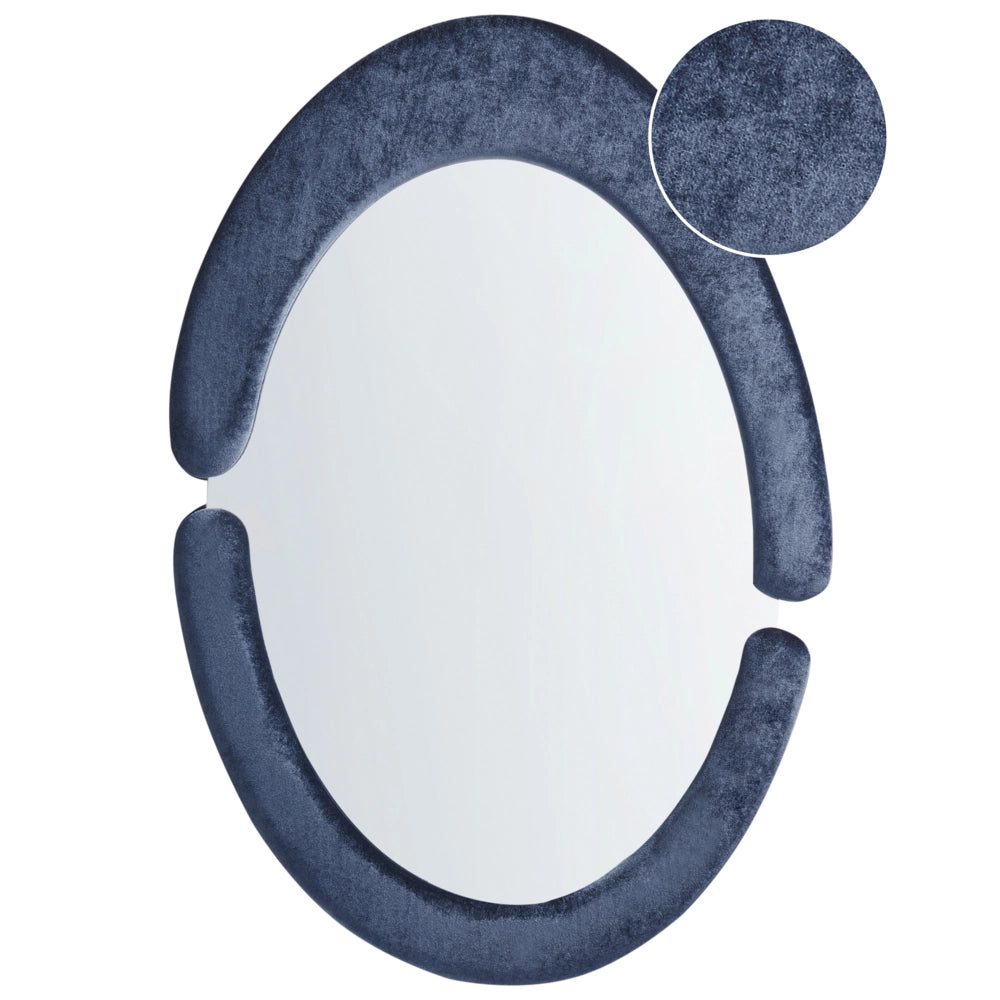 Specchio da parete in MDF blu scuro con cornice in vetro 53 x 89 cm Forma irregolare Decorativo a parete Pezzo d'arredo Stile moderno