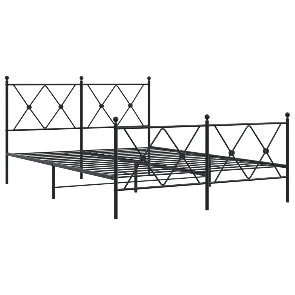 Giroletto con Testiera e Pediera Metallo Nero 140x200 cm 376521