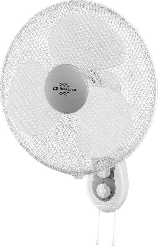 Ventilatore a mano oscillante 3 velocità timer cappello inclinabile 40 cm pale 40 W bianco con telecomando