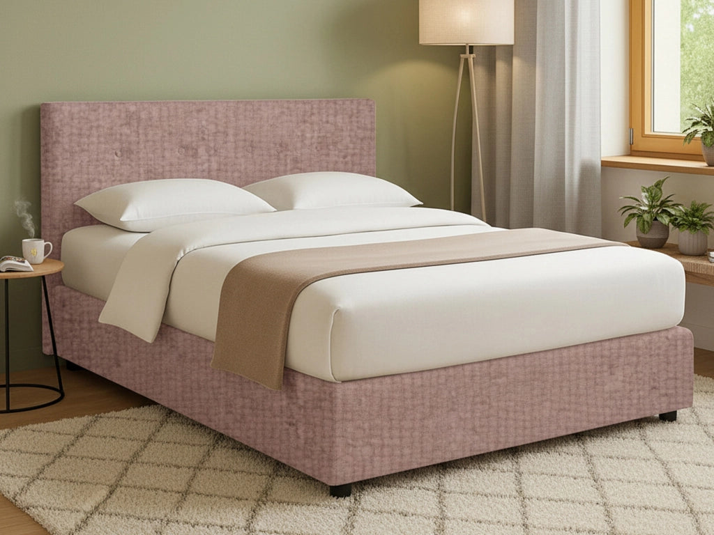 Oxford, Letto Matrimoniale Sfoderabile Made in Italy, Rosa Antico