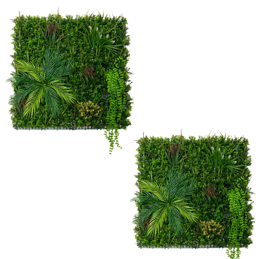 Piastrelle da Parete con Piante Artificiali 1m x 1m (2pz) Pannello Erba Alina per Giardino e Arredo Casa