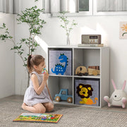 Libreria per bambini in legno con 4 vani e 2 cassetti bianca per giochi e libri ordinati