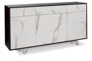 Mobile 3 Ante 3 Cassetti 164x92x41 cm Ossido Nero/Marmo Calacatta