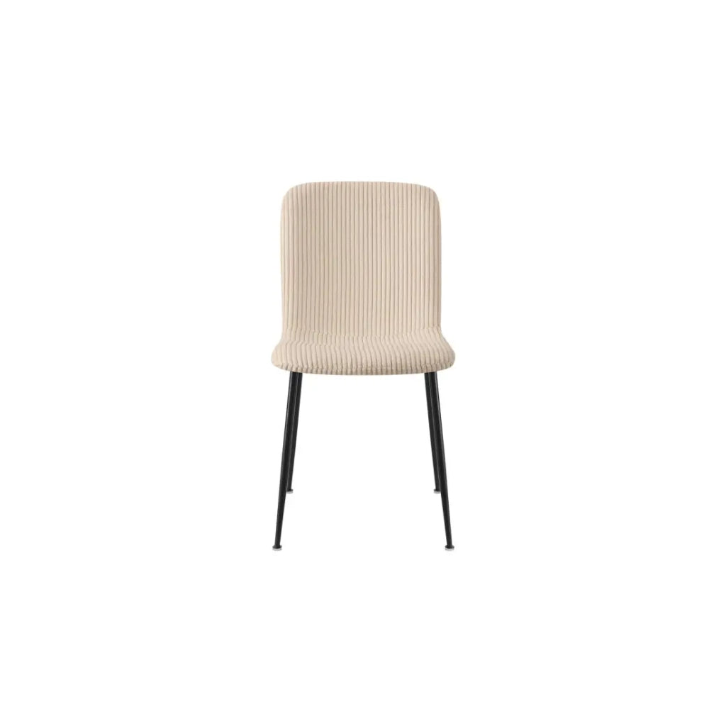 Sedia da sala da pranzo CORDUROY – Velluto a coste beige – Gambe in metallo nero – Stile design