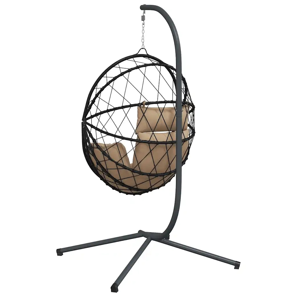Sedia a Uovo Sospesa con Supporto Tortora Polyrattan e Acciaio CFW6798328