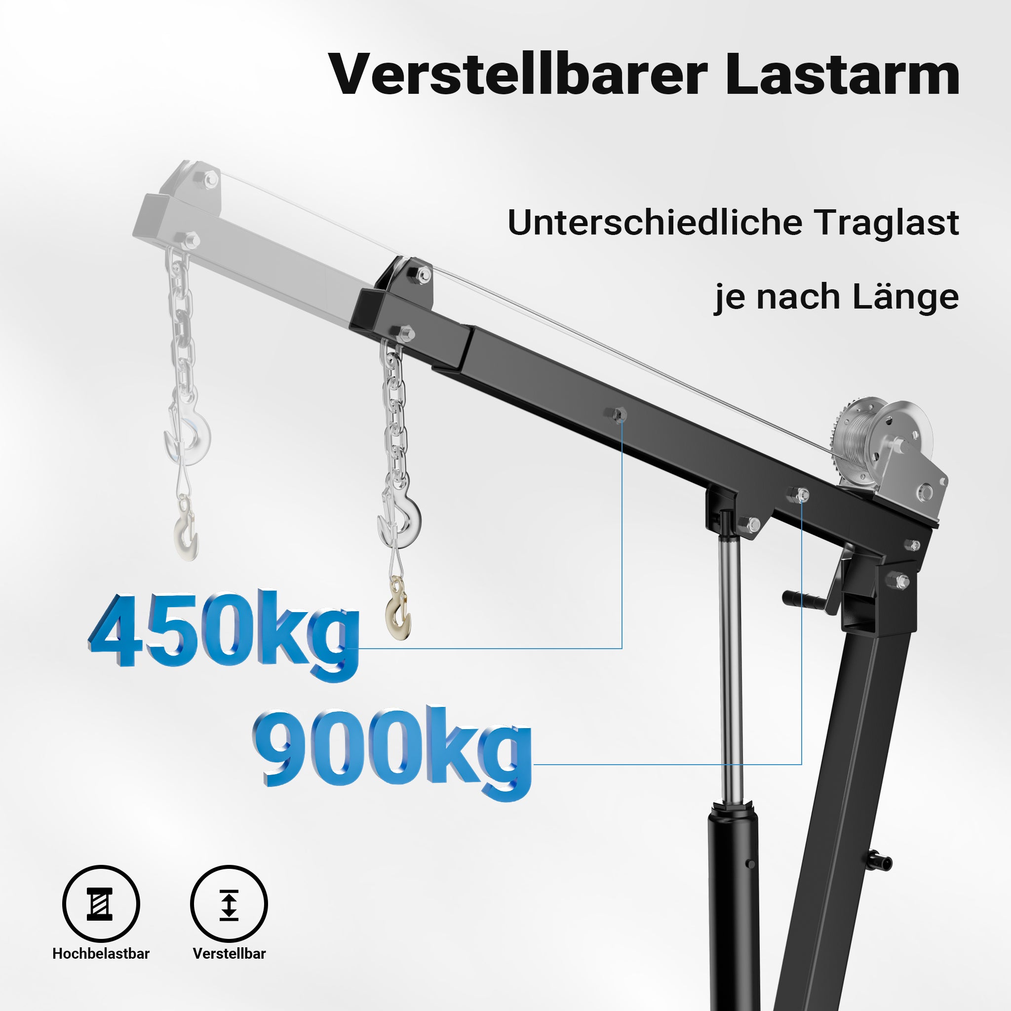 Gruetta per pick up idraulica con verricello max 900 kg 1800 mm girevole a 360° Mini gru di sollevamento