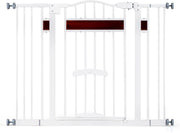 Cancello per Cani per Aperture da 74 a 104 cm, Recinto Espandibile con 2 Prolunghe, Installazione Senza Fori con Supporti, Doppia Chiusura, Cancello Metallico per Scala e Ingresso (Bianco)