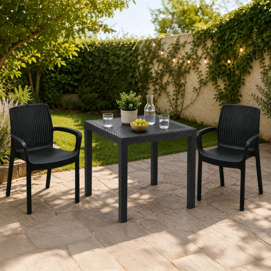 Salottino Outdoor Matali, set Salotto da Esterno 2 Posti Made in Italy, Nero Antracite