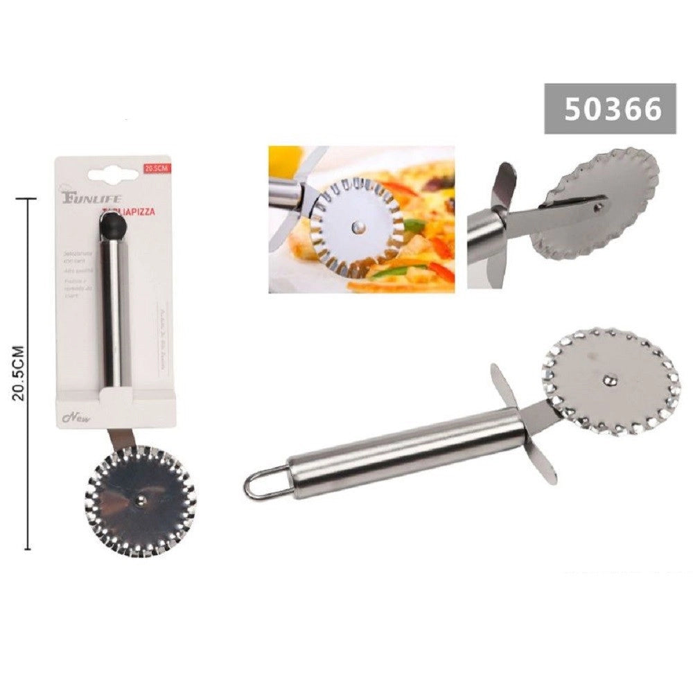 Trade Shop - Rotella Tagliapizza In Acciaio 20.5 Cm Cucina Lama Dentata Coltello Ruota 50366 -