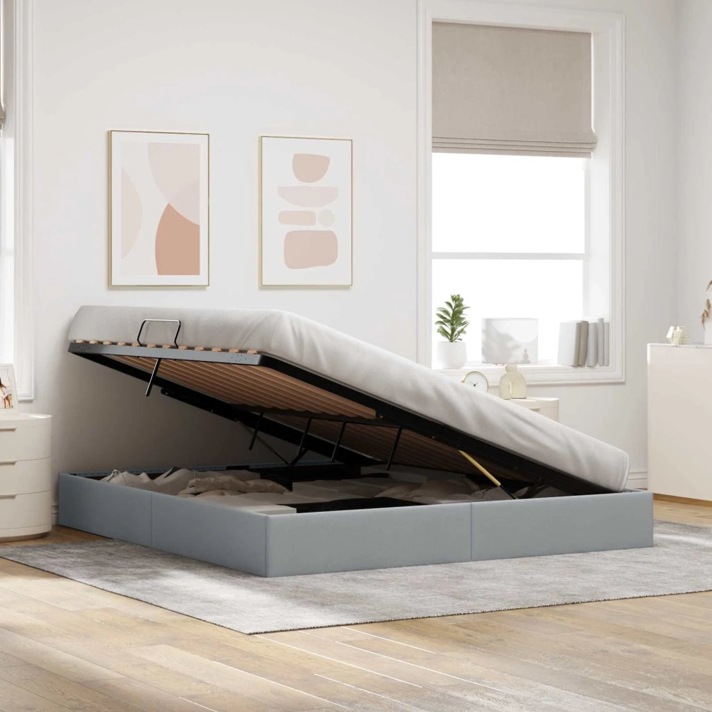Letto ottomano Grigio chiaro 160 x 200 cm Tessuto 3442832