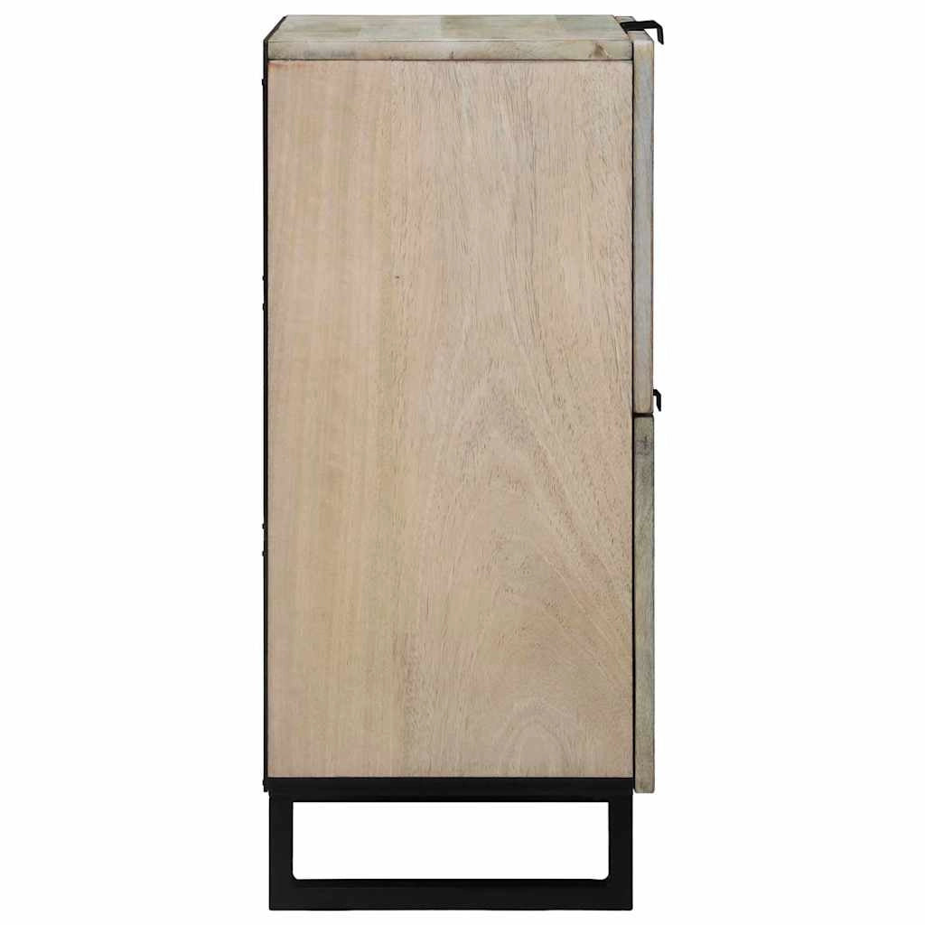 Credenza rettangolare in legno massello di mango con ripiani funzionalità rustica soggiorno 60 x 33 x 75 cm legno naturale 02_0057784