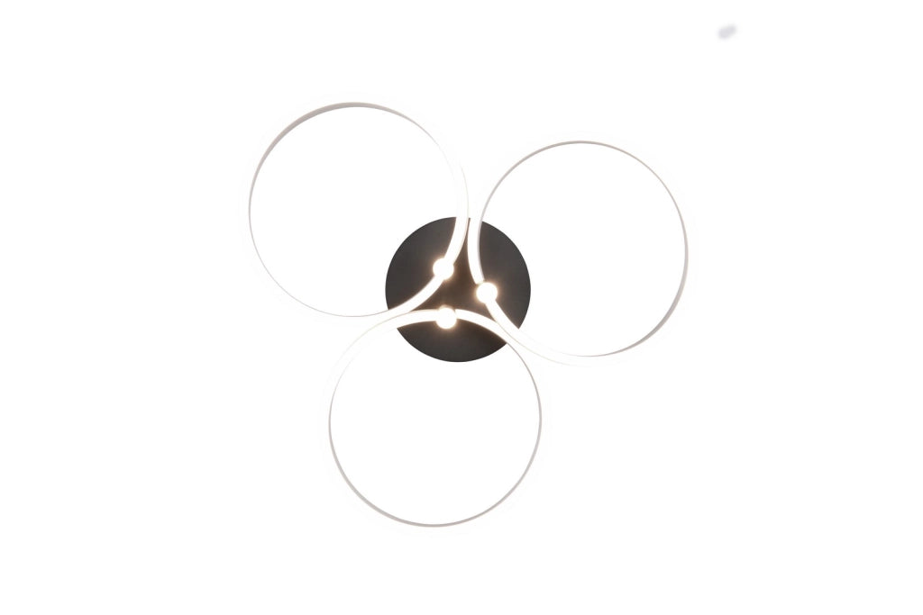 Plafoniera Trio Caruso grigio/nero 3 anelli LED 43W