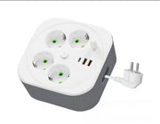 Adattatore di rete USB, con porta di ricarica USB, design semplice, scatola di presa, scatola di presa con cablaggio, scatola di presa con cablaggio con porte USB, scatola di presa per ufficio, grigio