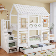 Letto a castello con protezione anticasco in legno massello e MDF 90x200 cm