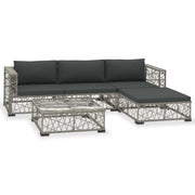 Set di mobili da giardino mobili da esterno 5 pezzi con cuscini resina intrecciata grigia 02_0016441