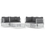 Set di mobili da giardino mobili da esterno con cuscini 5 pezzi acciaio bianco 02_0018304