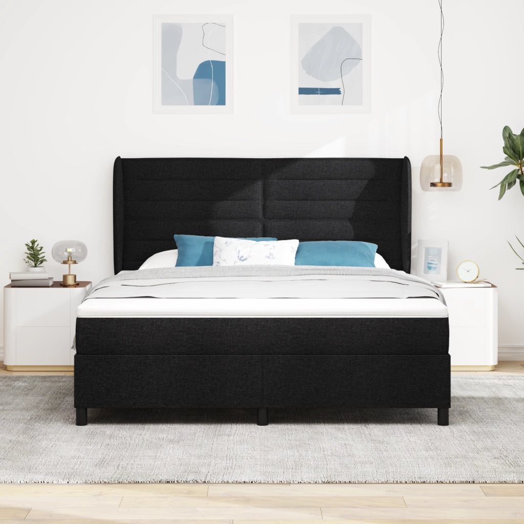 Letto a doghe  con materasso Nero 180x200 cm Tessuto
