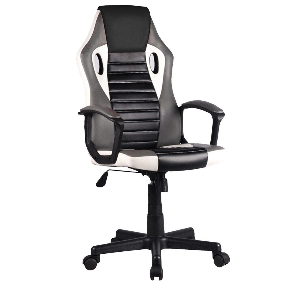 Sedia Gaming Ufficio Poltrona Scrivania Ergonomica Regolabile Girevole Bianco Grigio Nero