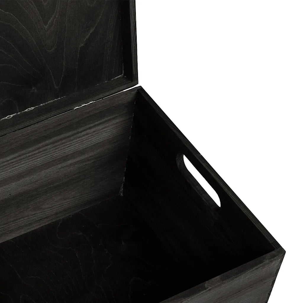 vidaXL Scatola in Legno Coperchio&Manici Nera 40x30x23cm Legno di Pino