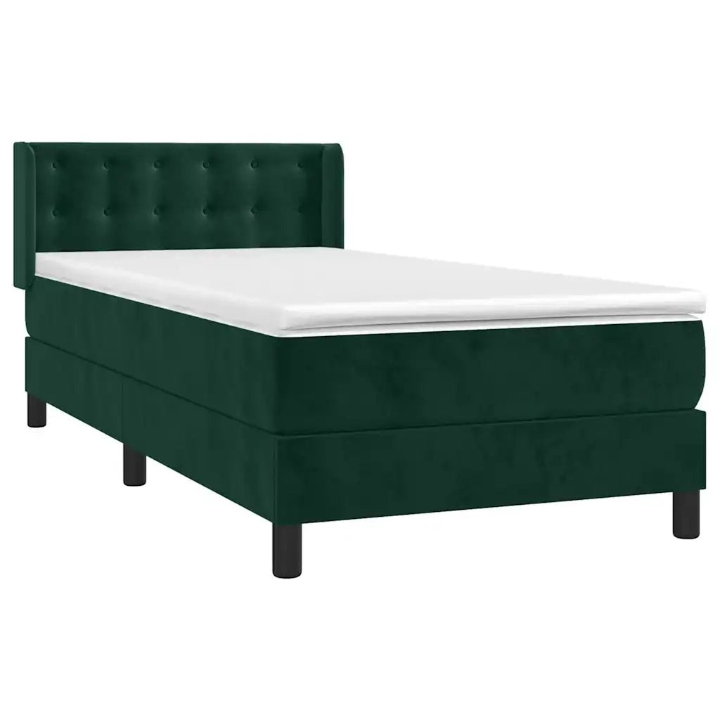 Giroletto a Molle con Materasso-Struttura Letto Verde Scuro 80x200 cm Velluto 592488