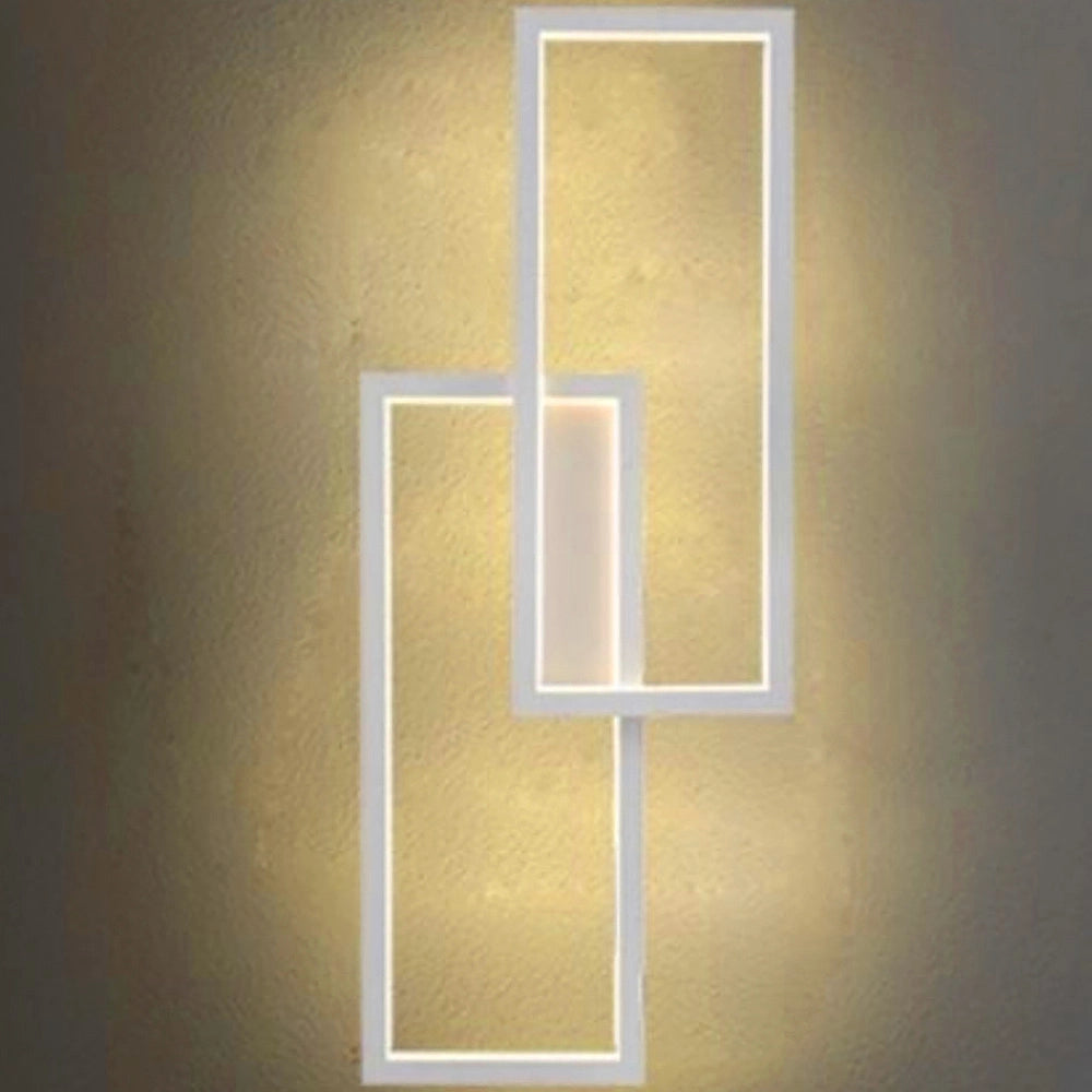 Applique Lampada da parete per interni luce muro a LED 32W moderna con doppio rettangolo luminoso Luce calda 3000K